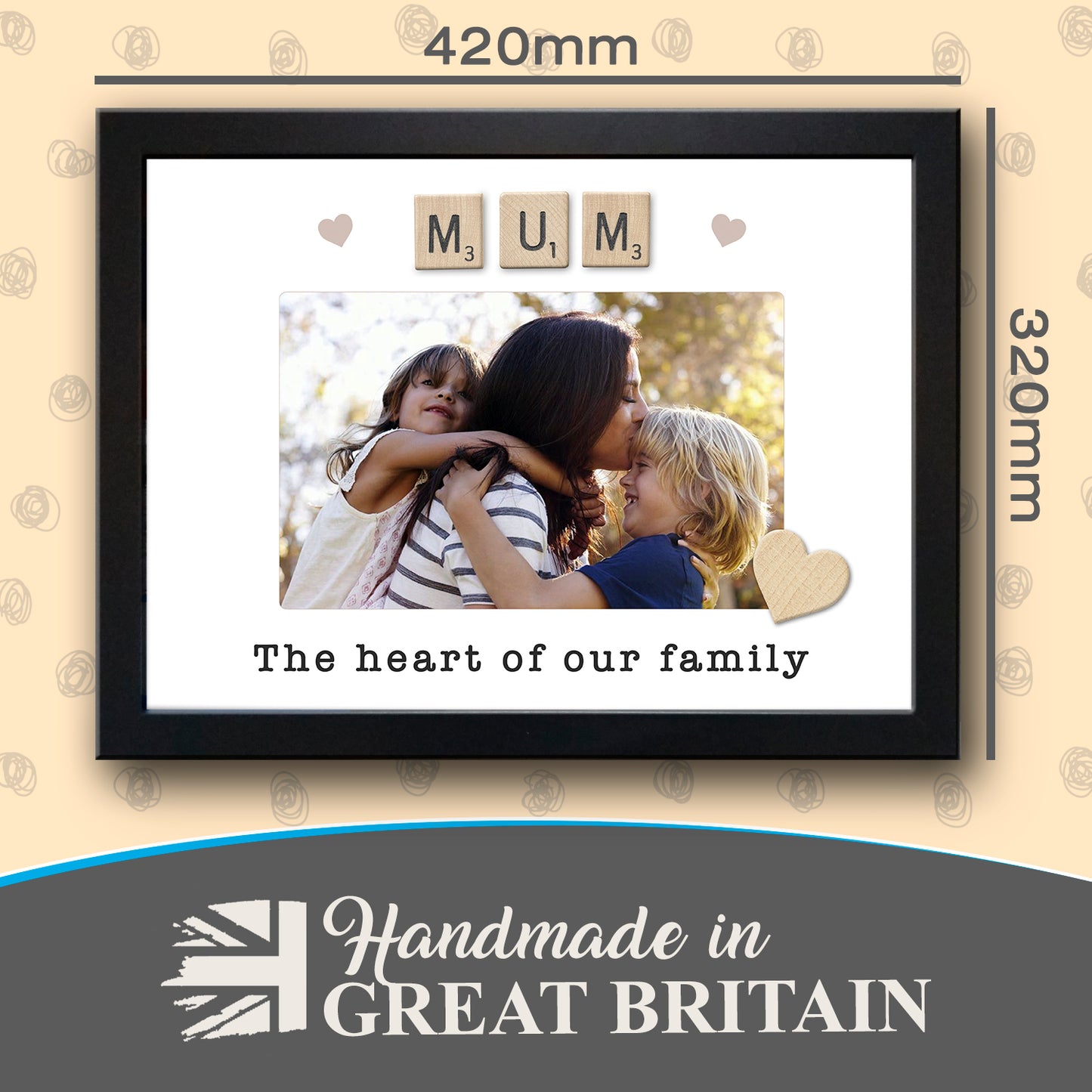 'MUM - The Heart of our Family' Personalised Photo Lap Tray