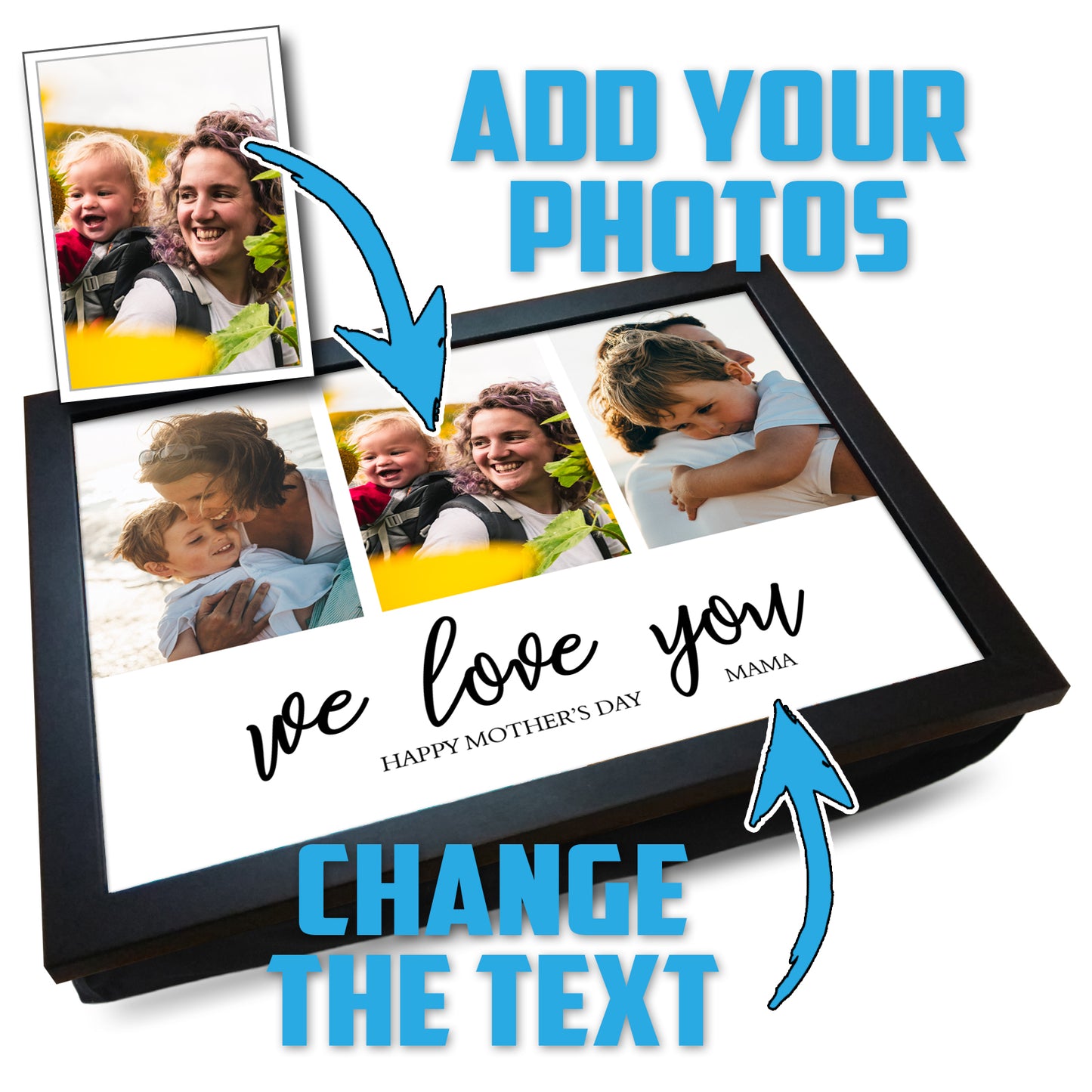 'We Love You, Happy Mother's Day Mama' Personalised Photo Collage Lap Tray