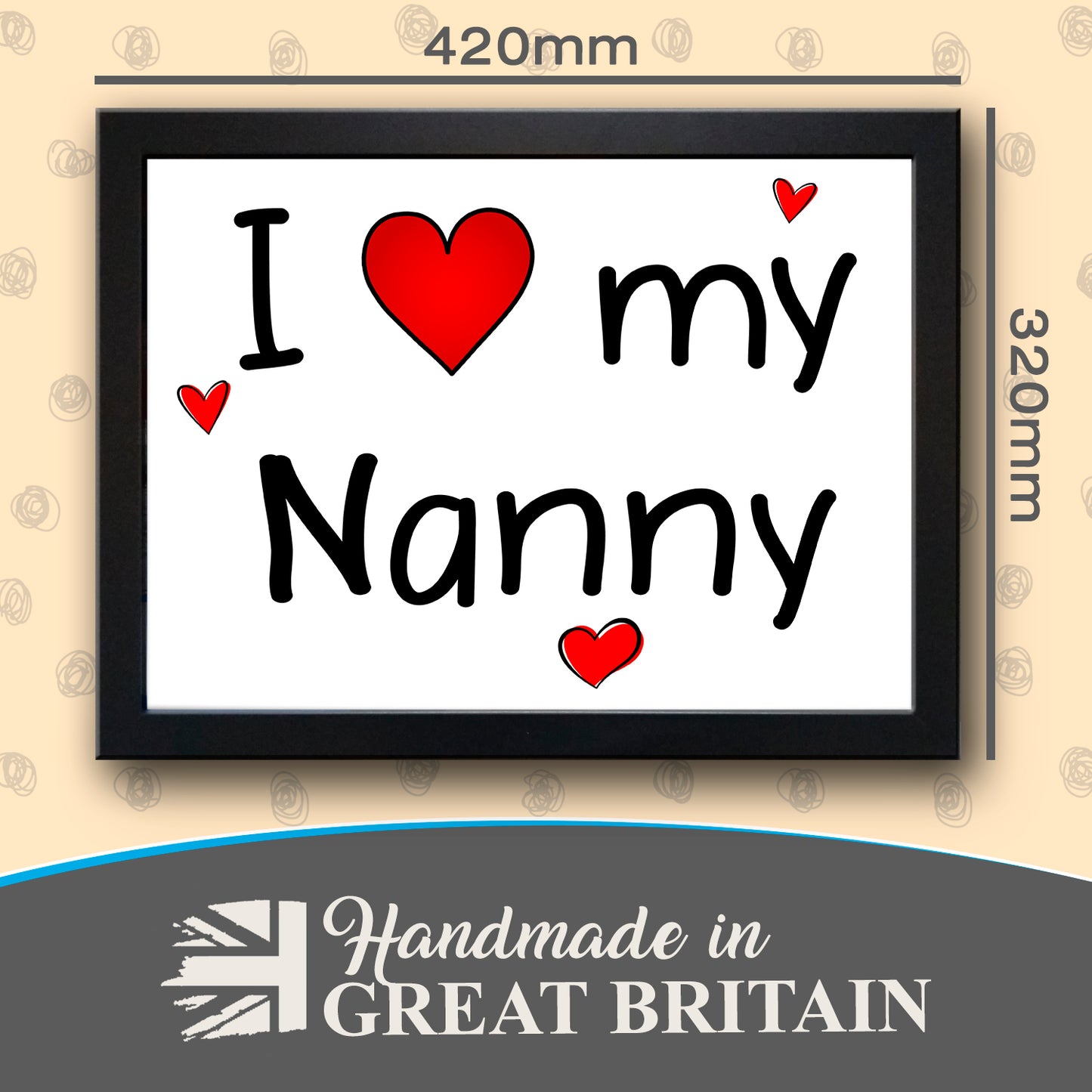 'I (Love Heart) My Nanny' Cushioned Lap Tray