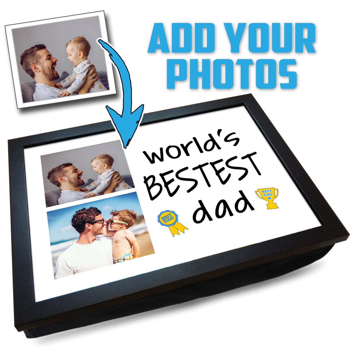 'World's Bestest Dad' Personalised Photo Collage Lap Tray
