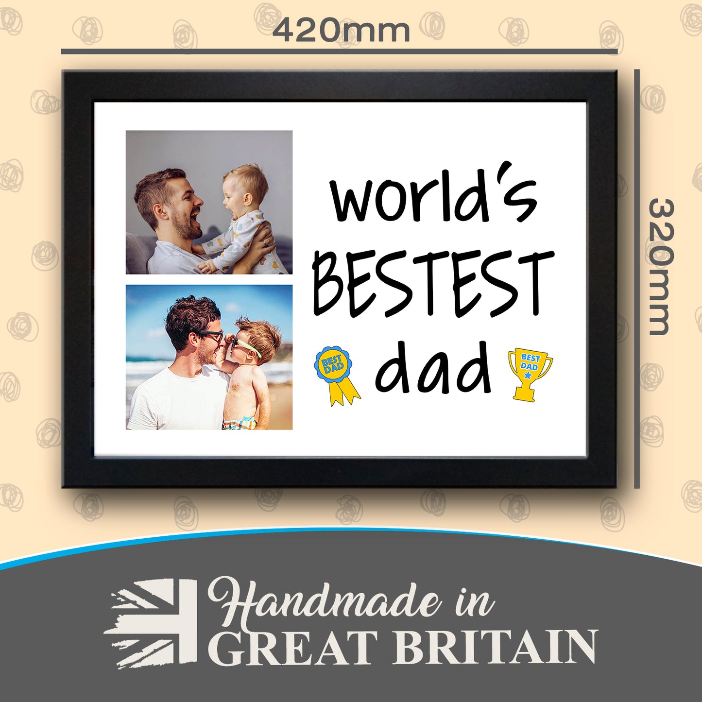 'World's Bestest Dad' Personalised Photo Collage Lap Tray