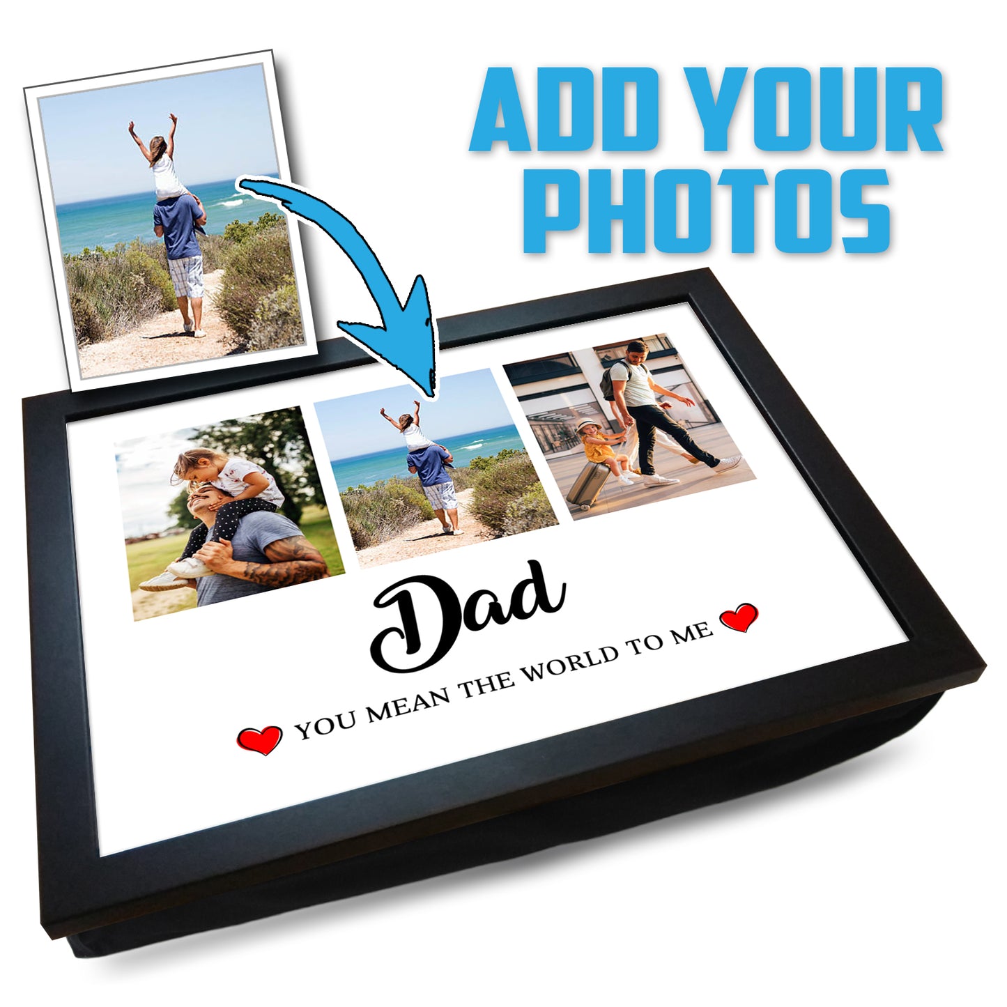 'Dad You Mean The World To Me' Personalised Photo Collage Lap Tray