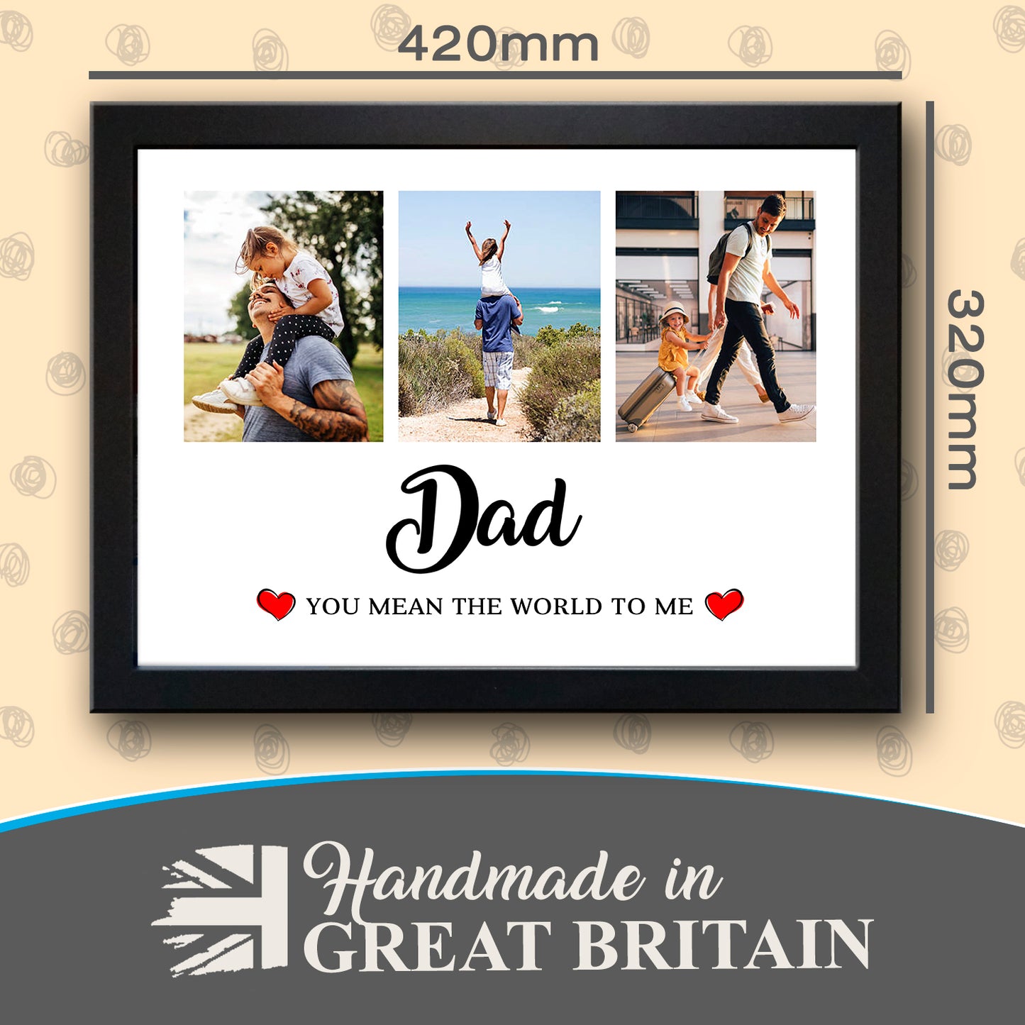 'Dad You Mean The World To Me' Personalised Photo Collage Lap Tray