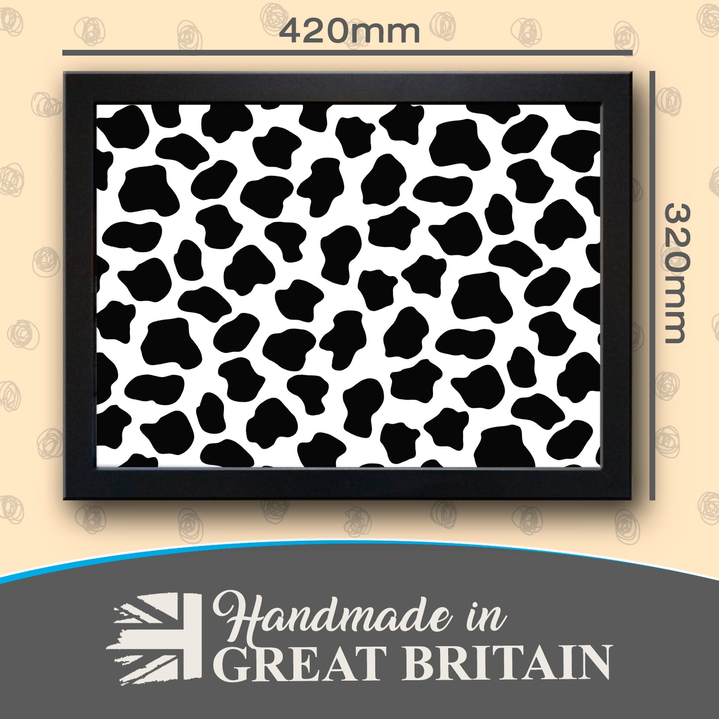 Cow Hide Animal Print Cushioned Lap Tray