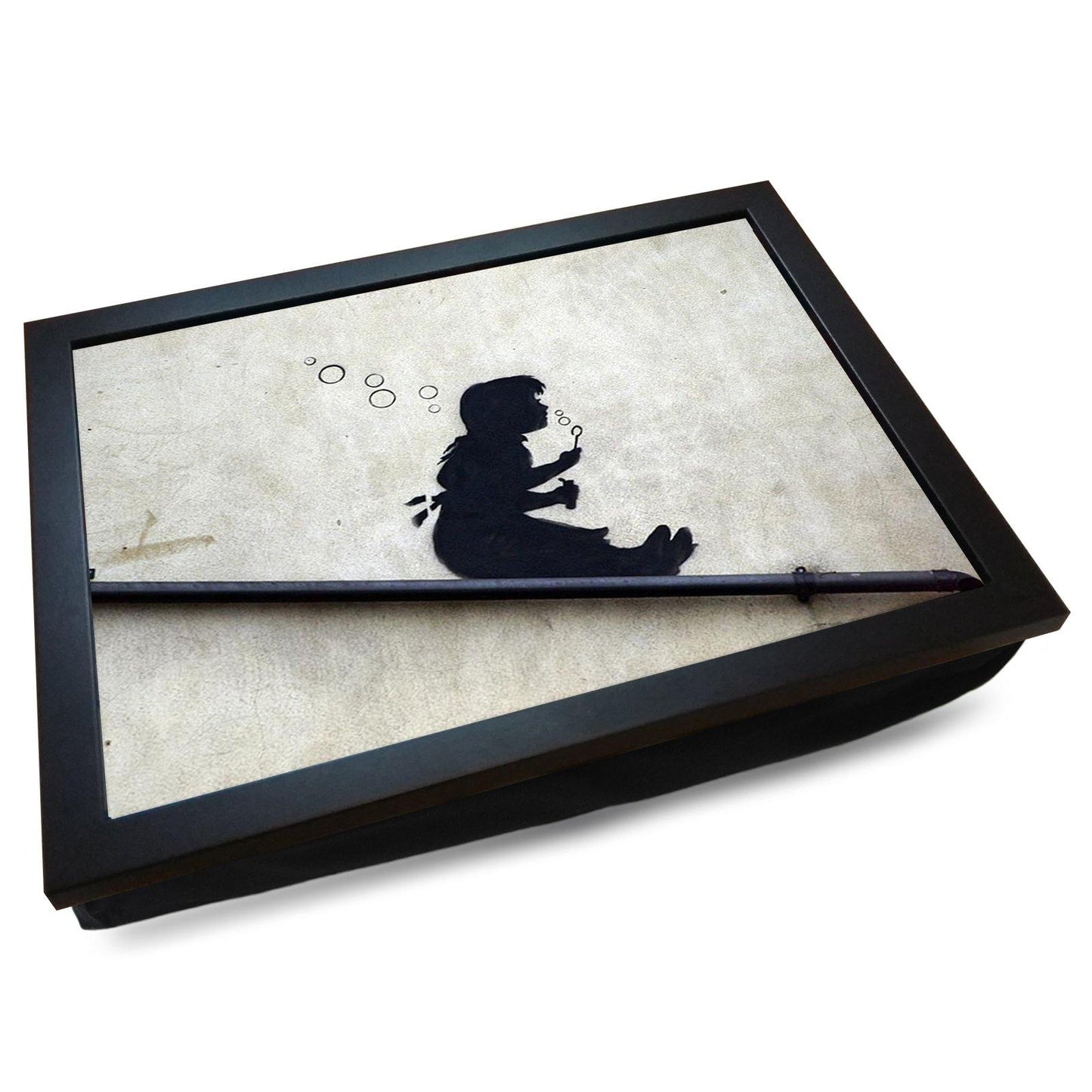 Banksy 'Girl Blowing Bubbles' Cushioned Lap Tray - my personalised lap tray | mooki -