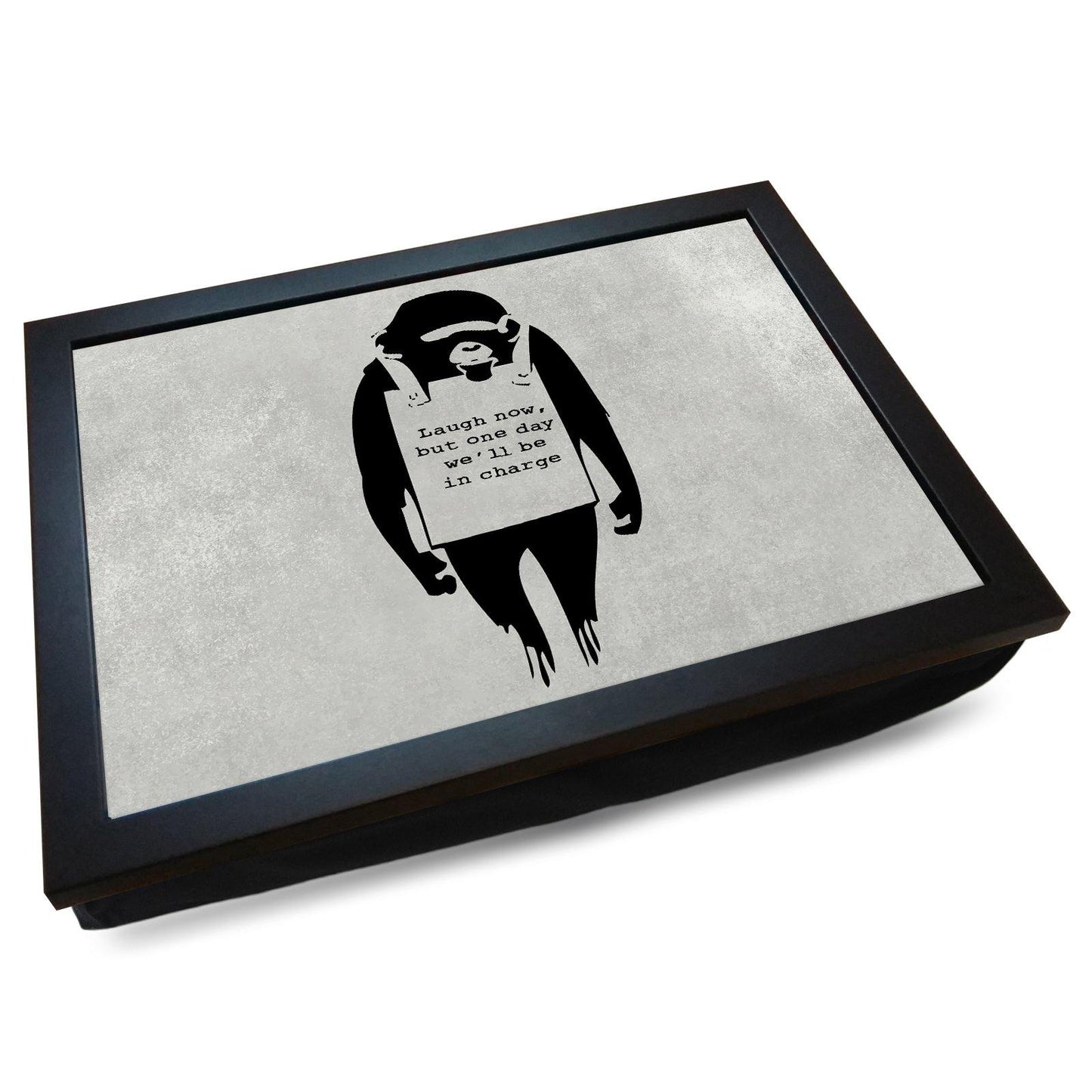 Banksy 'Laugh Now Monkey' Cushioned Lap Tray - my personalised lap tray | mooki -