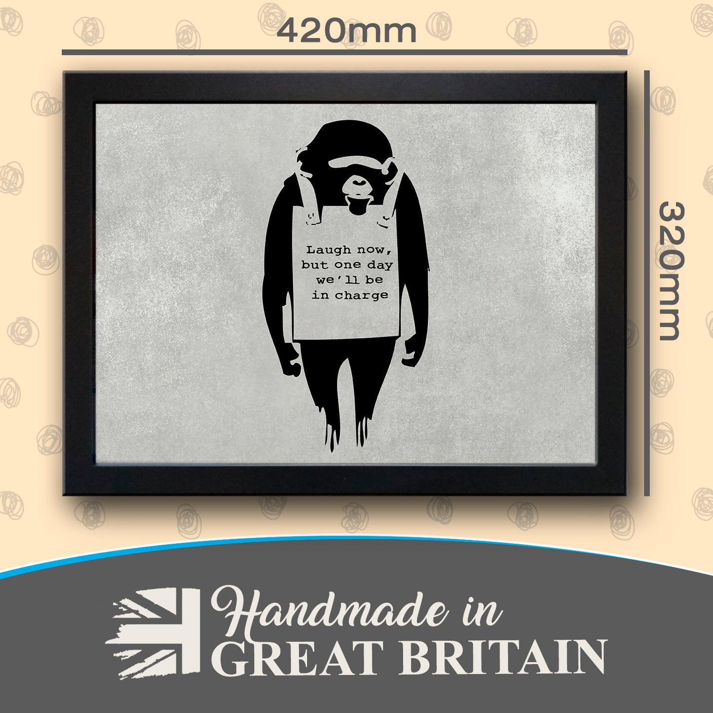 Banksy 'Laugh Now Monkey' Cushioned Lap Tray