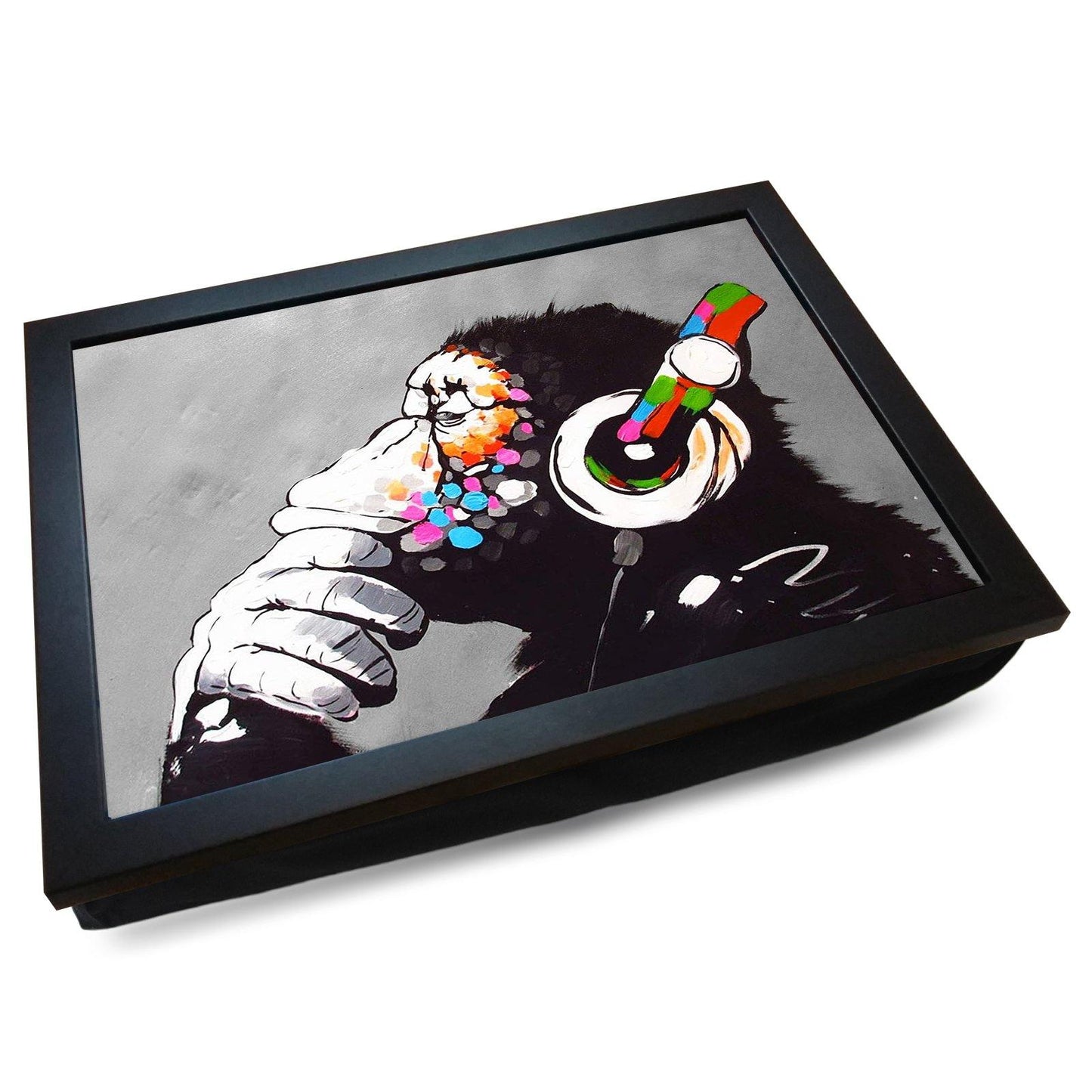 Banksy 'DJ Monkey The Thinker' Cushioned Lap Tray - my personalised lap tray | mooki -