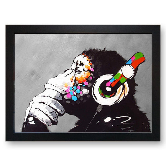 Banksy 'DJ Monkey The Thinker' Cushioned Lap Tray - my personalised lap tray | mooki -