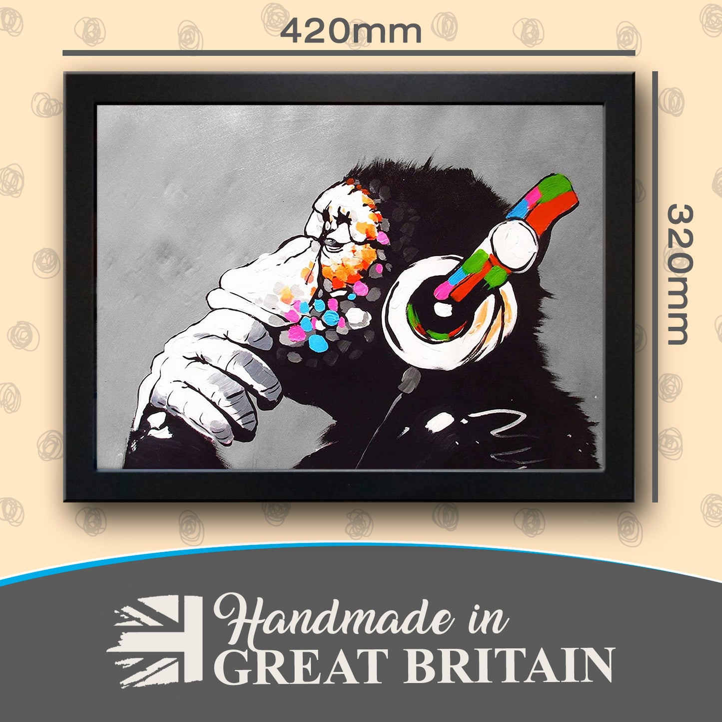 Banksy 'DJ Monkey The Thinker' Cushioned Lap Tray
