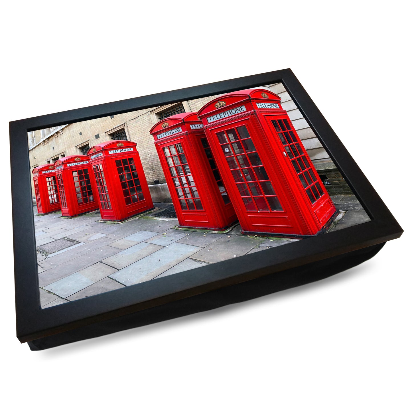London Red Phone Boxes Cushioned Lap Tray - my personalised lap tray | mooki -