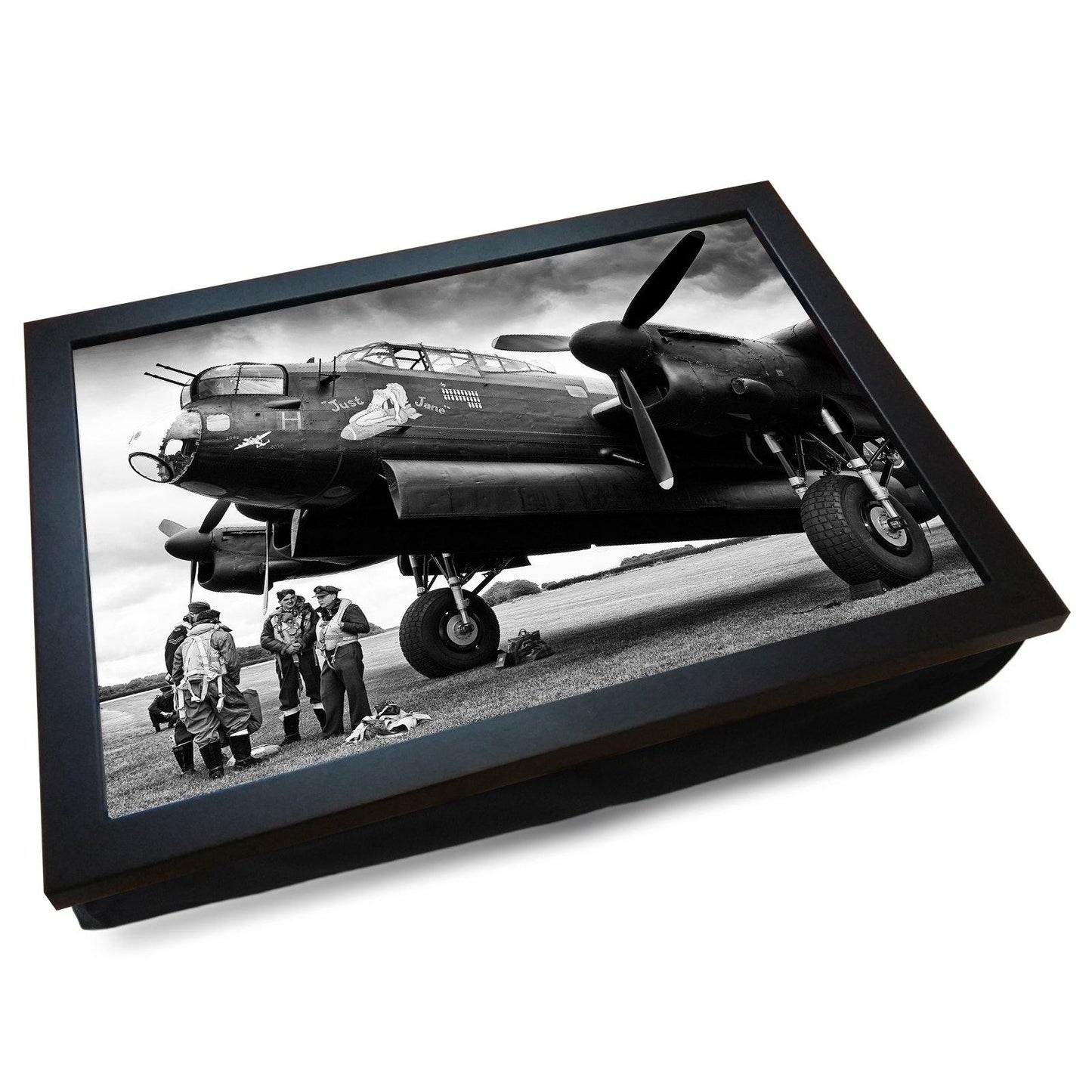 Avro Lancaster 'Just Jane' Bomber with Ground Crew Cushioned Lap Tray - my personalised lap tray | mooki -