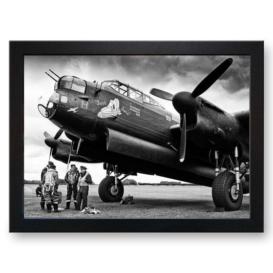 Avro Lancaster 'Just Jane' Bomber with Ground Crew Cushioned Lap Tray - my personalised lap tray | mooki -