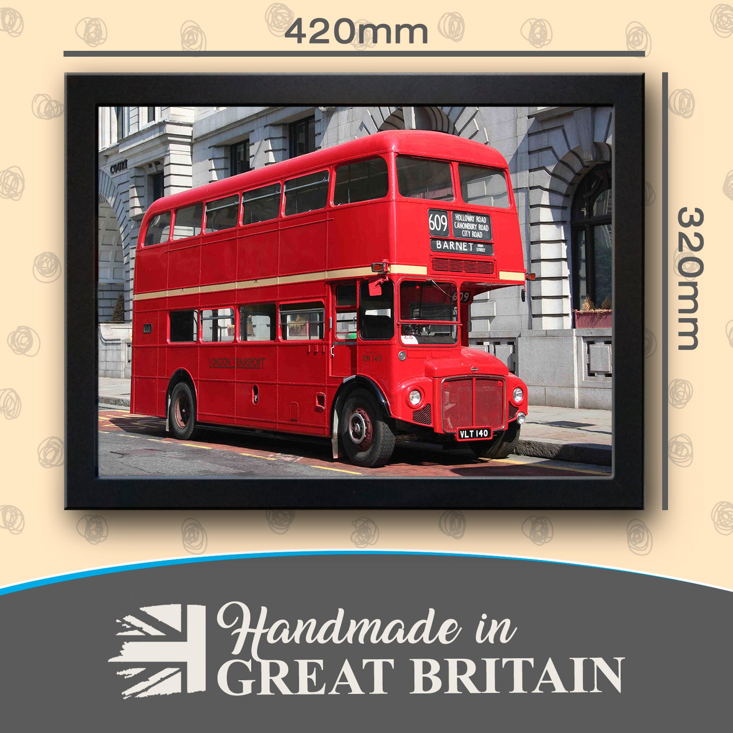 London Red Routemaster Bus to Barnet Cushioned Lap Tray