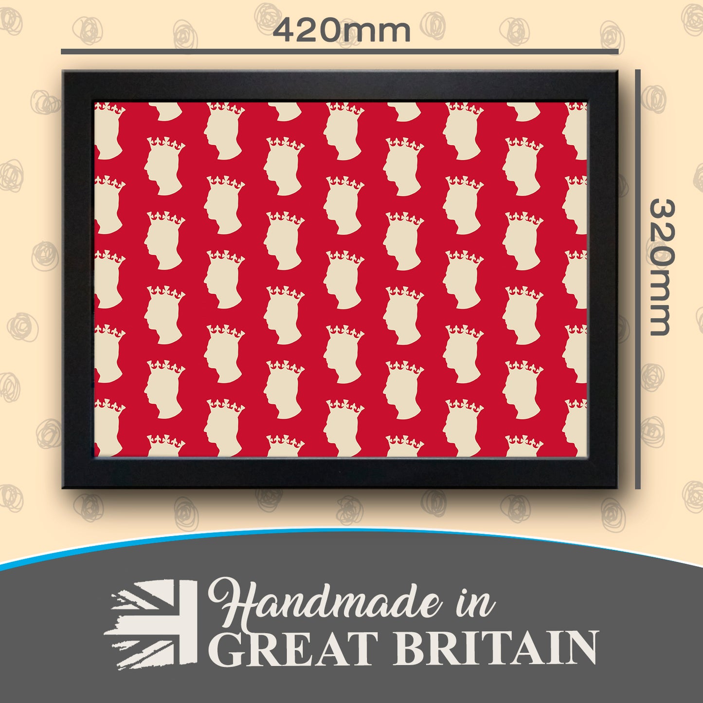 King Charles III Royal Silhouette Pattern (Red) Cushioned Lap Tray