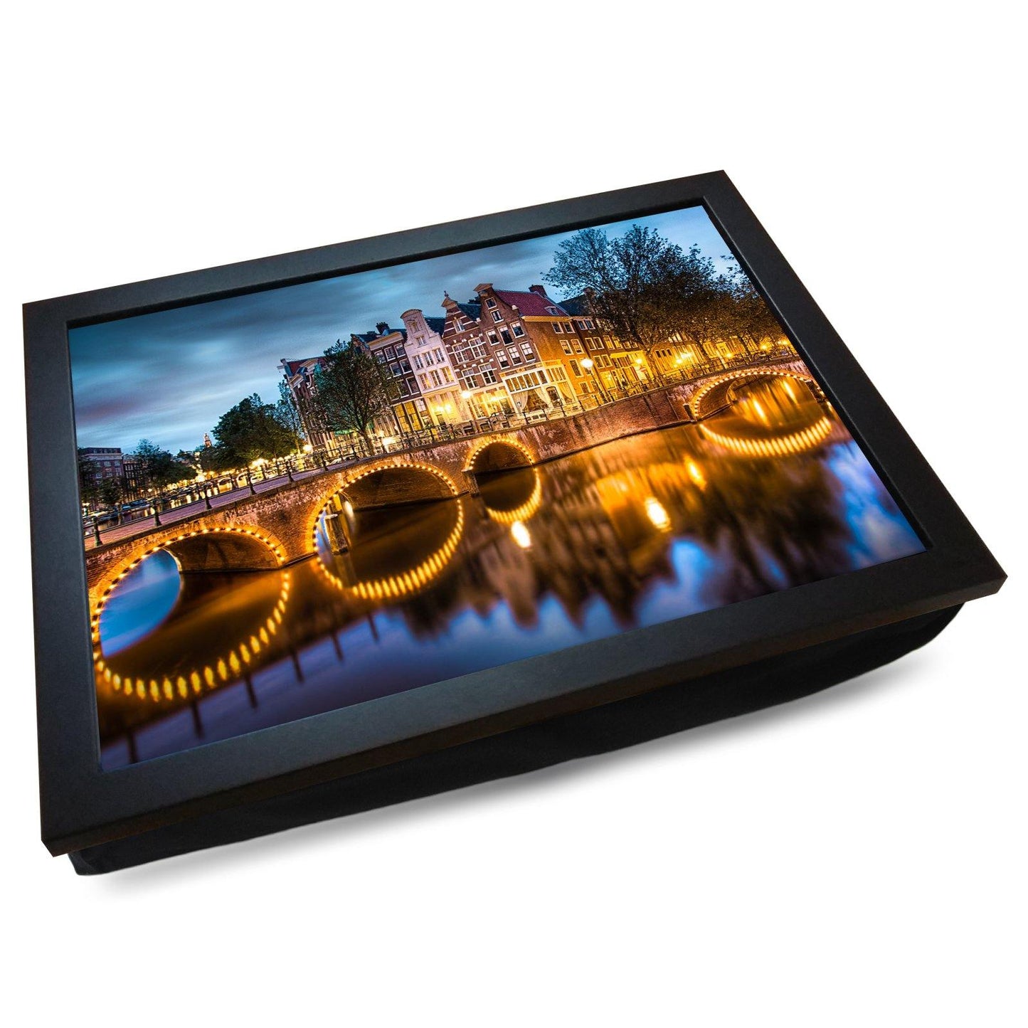 Amsterdam Bridges at Night Cushioned Lap Tray - my personalised lap tray | mooki -