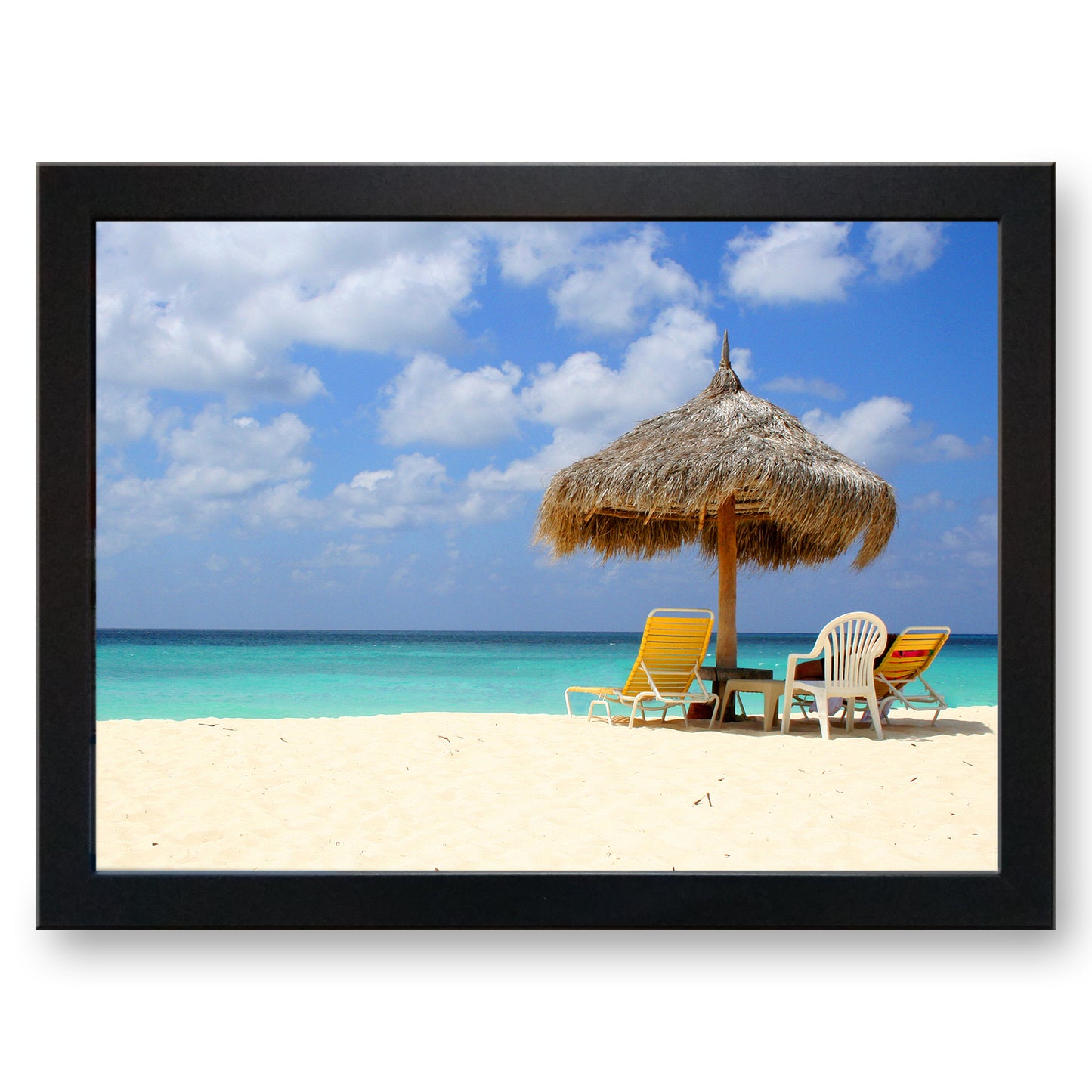 Shaded Sun Loungers on Beach Cushioned Lap Tray - my personalised lap tray | mooki -
