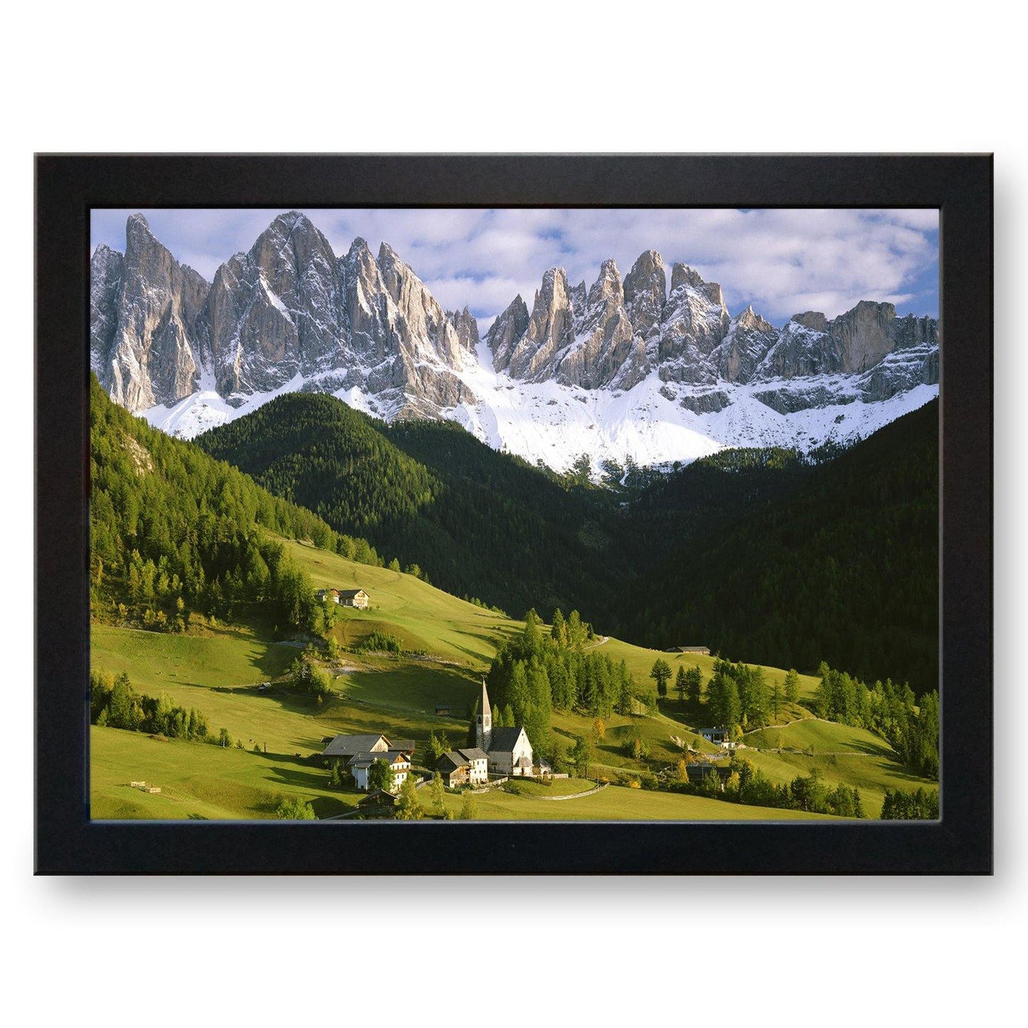 Alpine Mountain Village Church Cushioned Lap Tray - my personalised lap tray | mooki -