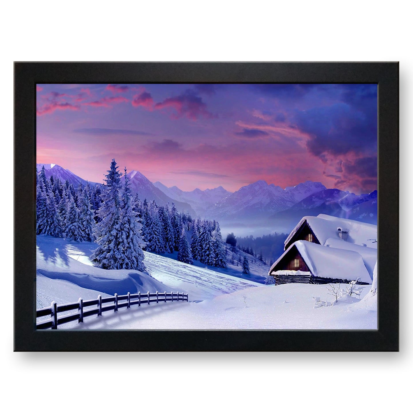 Snow Covered Mountain Chalet Cushioned Lap Tray - my personalised lap tray | mooki -