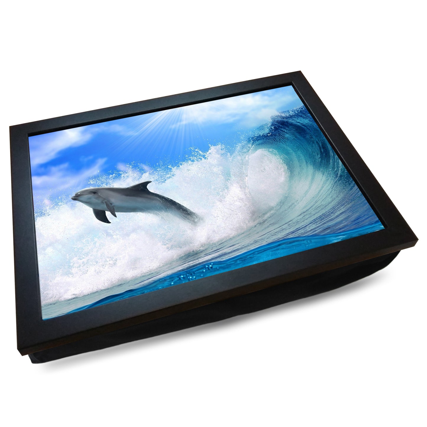 Dolphin Leaping from the Waves Cushioned Lap Tray - my personalised lap tray | mooki -