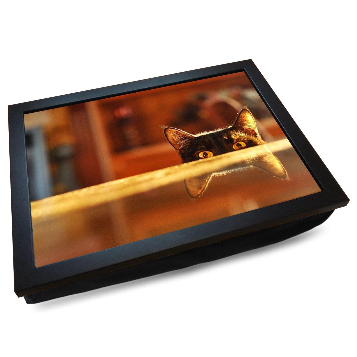 Curious Cat Peeking over Table Cushioned Lap Tray - my personalised lap tray | mooki -
