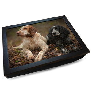Pair of Spaniel Dogs Cushioned Lap Tray - my personalised lap tray | mooki -