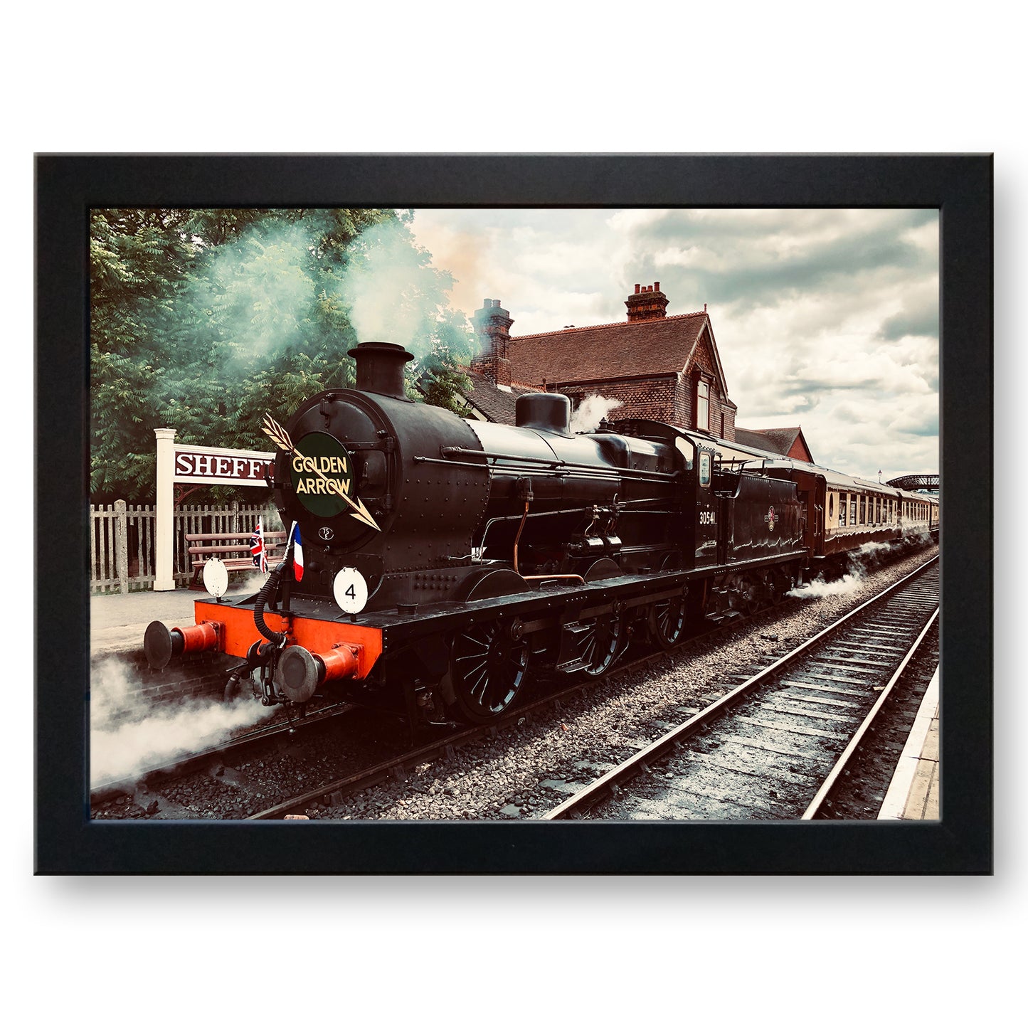 Golden Arrow Steam Train at Sheffield Park Station Cushioned Lap Tray - my personalised lap tray | mooki -