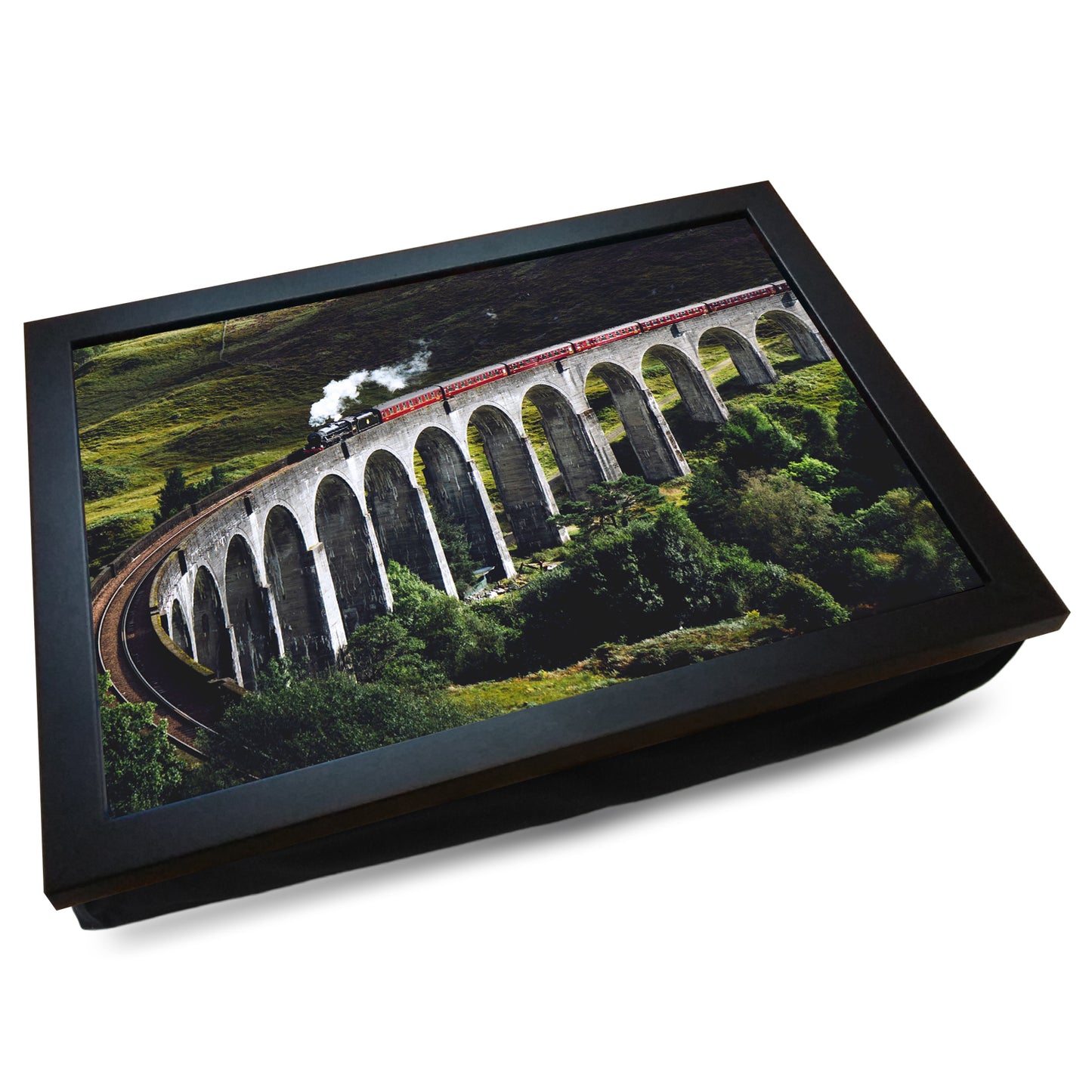 The Jacobite K1 Steam Train on Glenfinnan Viaduct (Hogwarts Express) Cushioned Lap Tray - my personalised lap tray | mooki -
