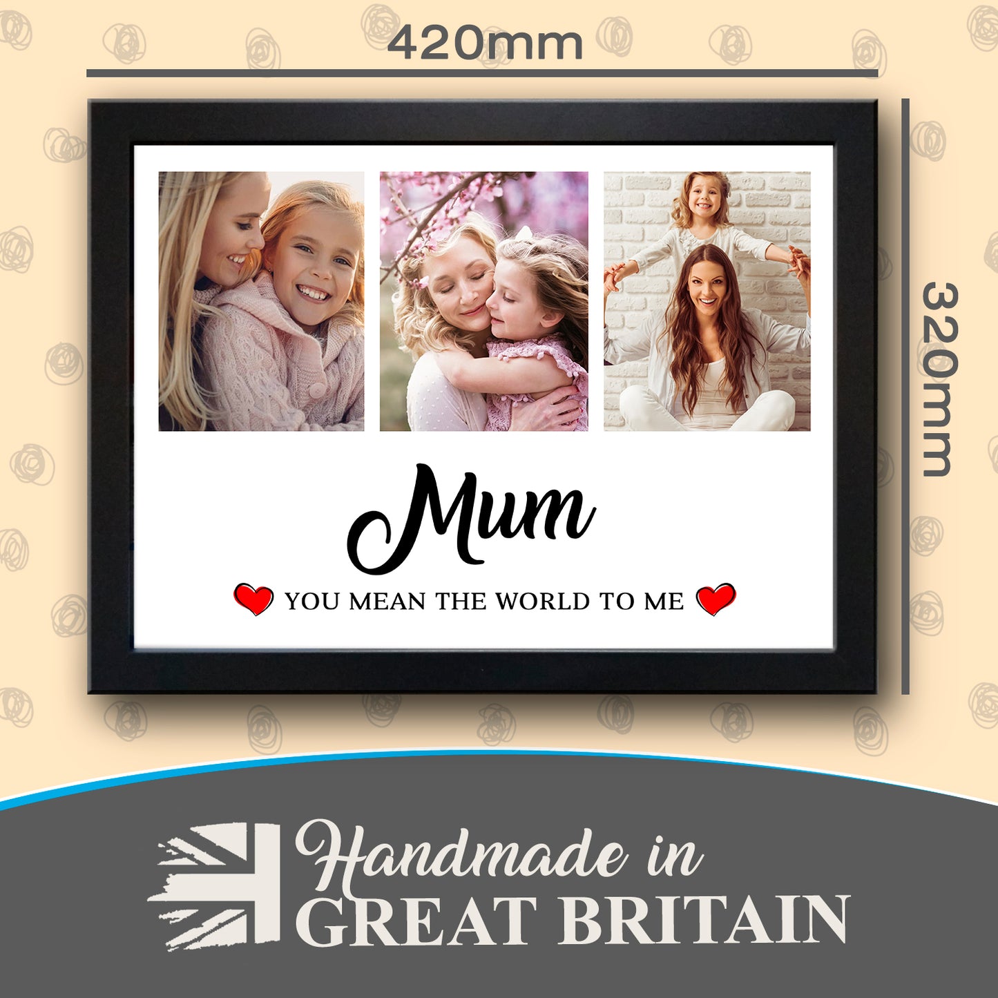 Mum You Mean The World To Me Personalised Photo Collage Lap Tray