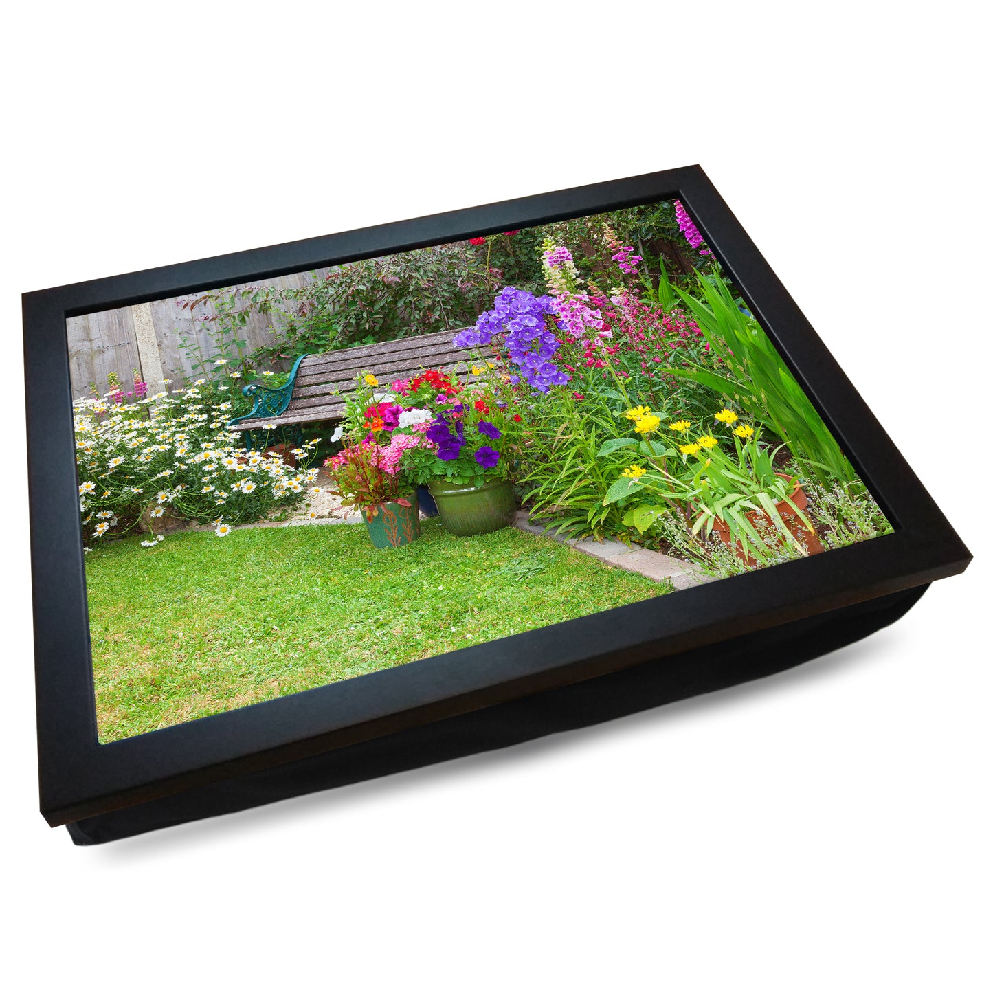 Peaceful Garden Bench Cushioned Lap Tray
