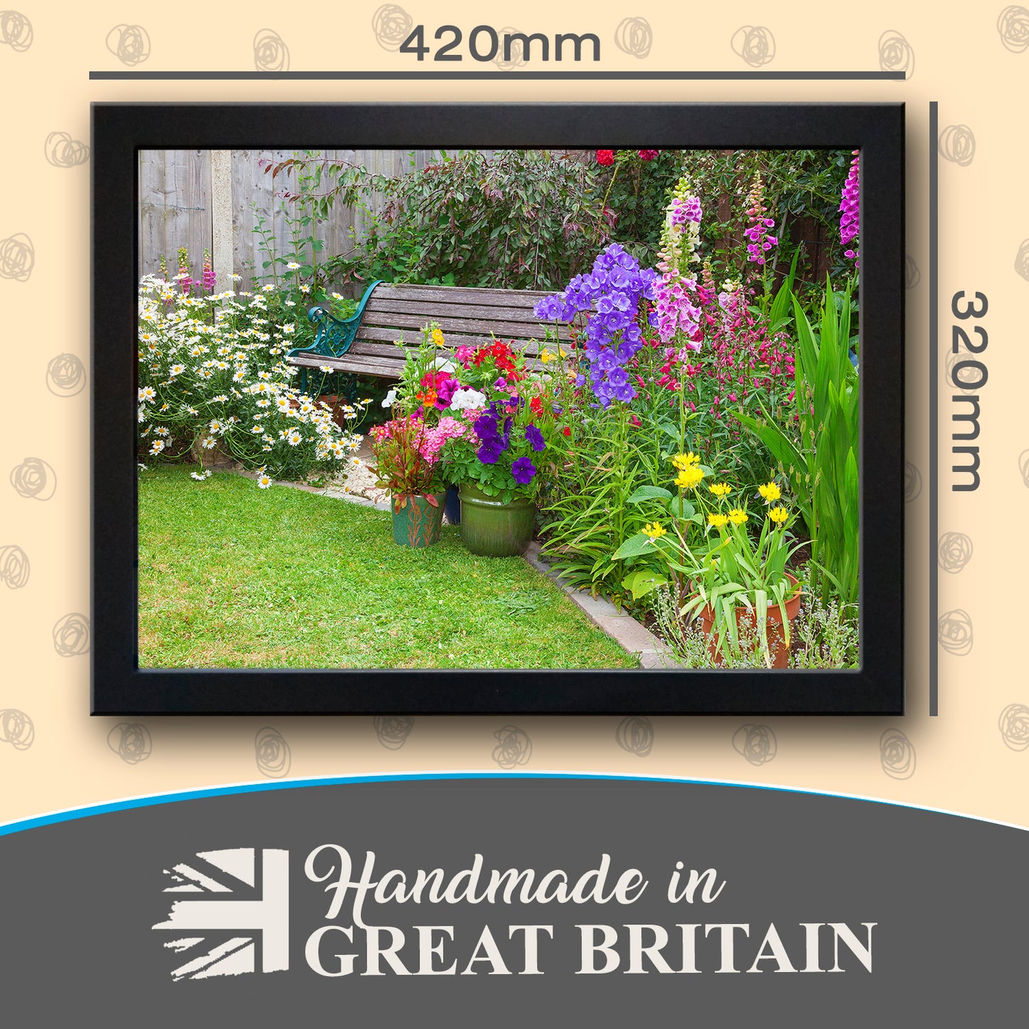 Peaceful Garden Bench Cushioned Lap Tray
