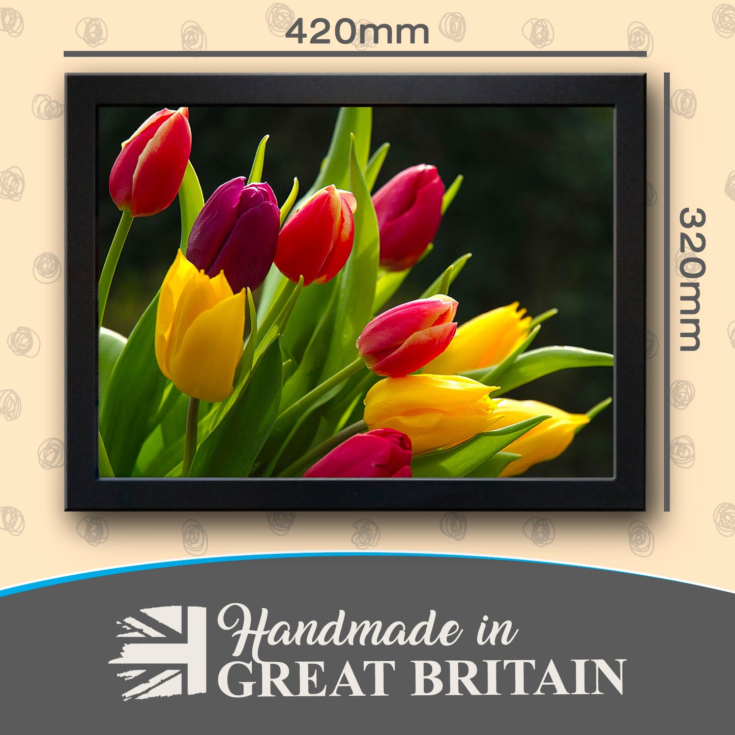 Red and Yellow Tulips Cushioned Lap Tray