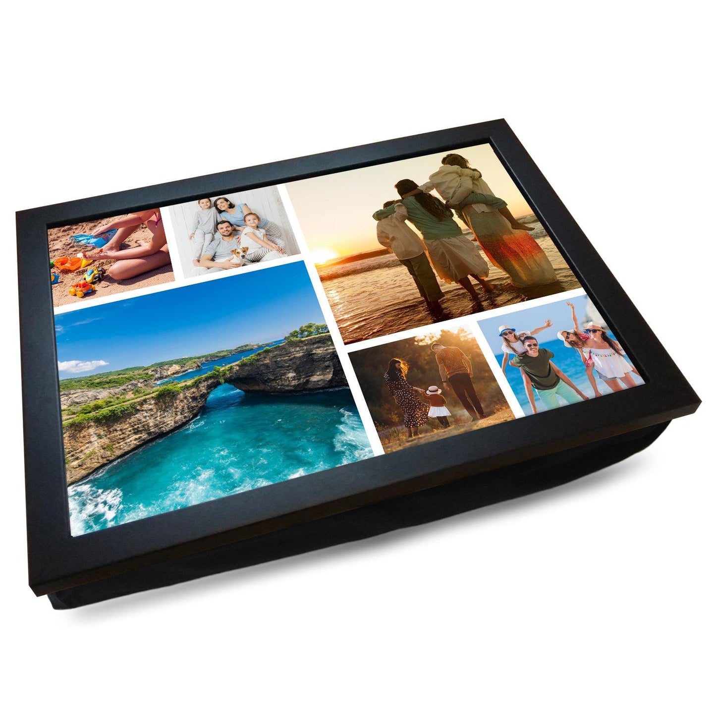 Use our templates to make your own personalised photo collage lap tray