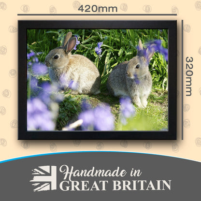 Pair of Cute Bunny Rabbits Amongst the Flowers Cushioned Lap Tray