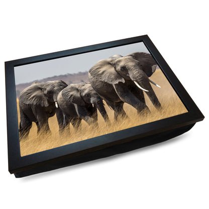 African Elephants in Masai Mara Cushioned Lap Tray