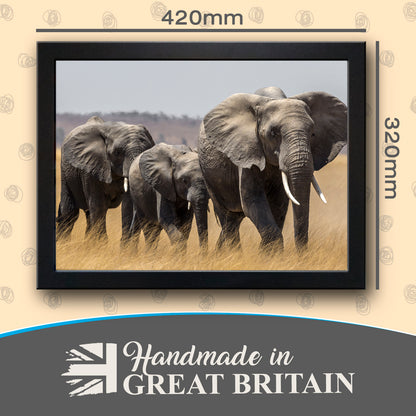 African Elephants in Masai Mara Cushioned Lap Tray