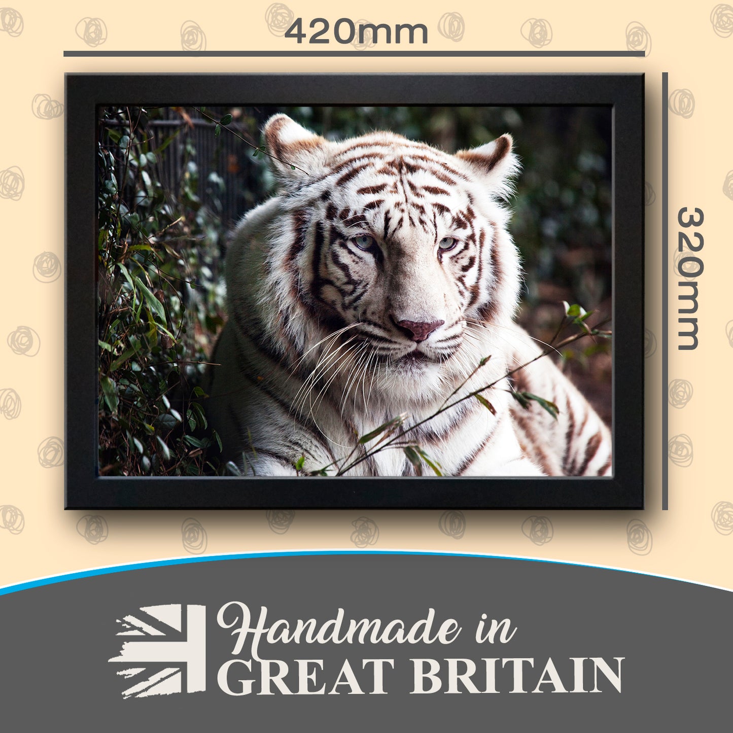 White Bengal Tiger Cushioned Lap Tray