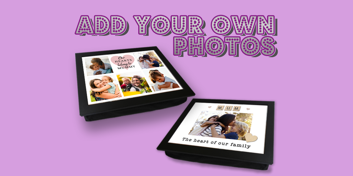 Personalised Photo Lap Trays with Bean Bag Cushion Handmade in