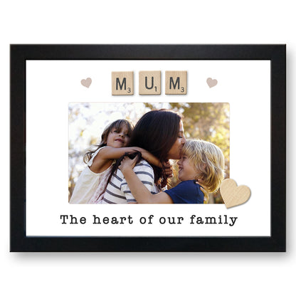'MUM - The Heart of our Family' Personalised Photo Lap Tray