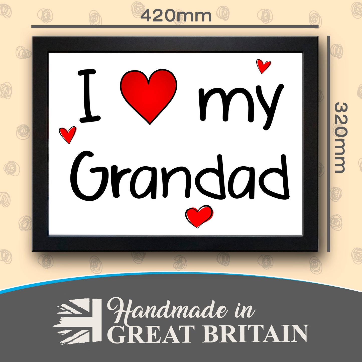 'I (Love Heart) My Grandad' Cushioned Lap Tray