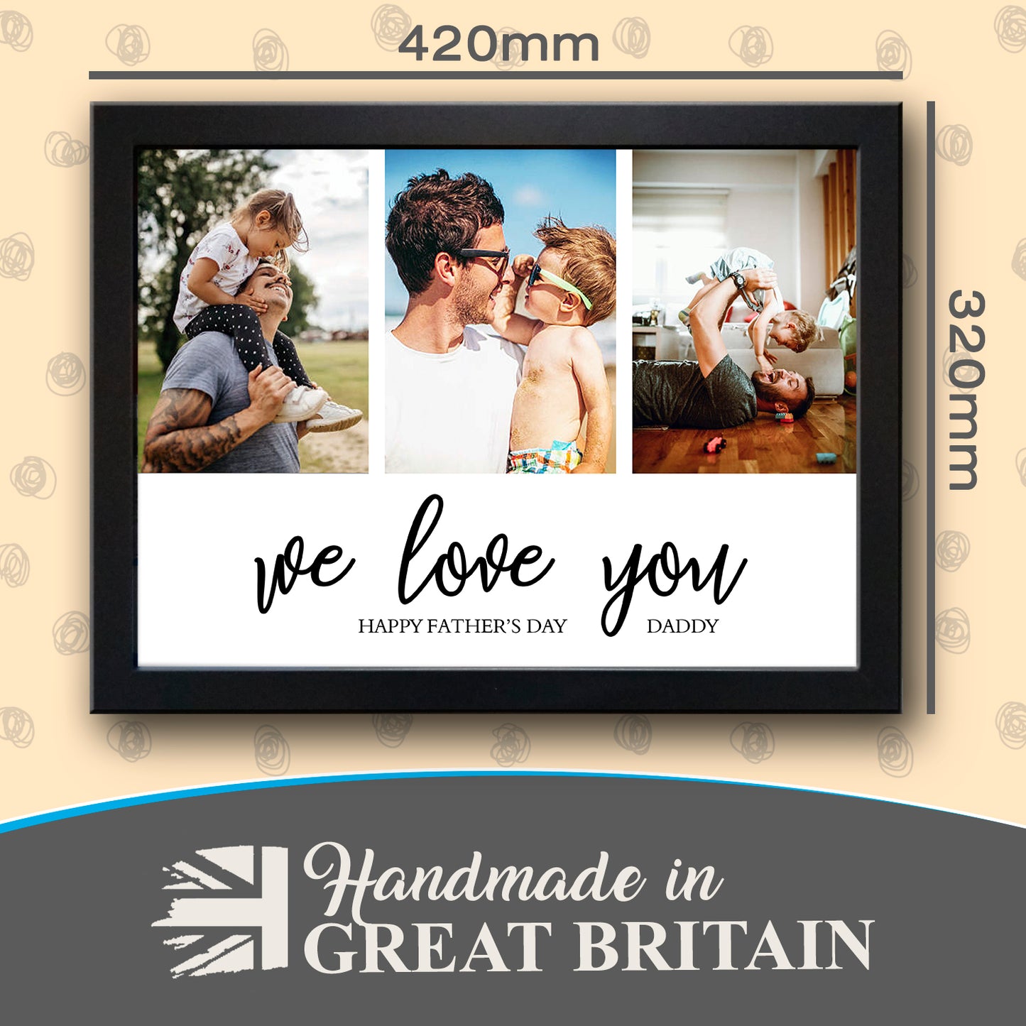 'We Love You - Happy Father's Day Daddy' Personalised Photo Collage Lap Tray