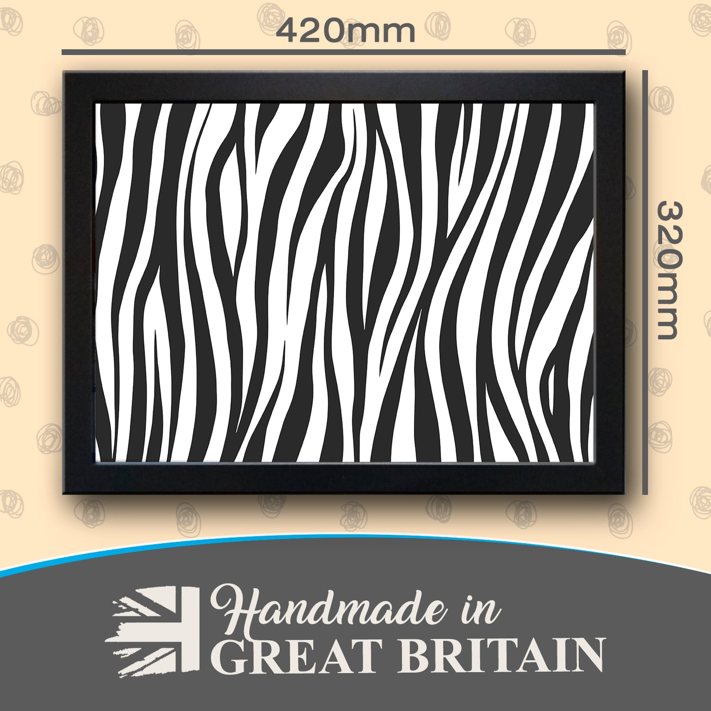 Zebra Stripe Animal Print Cushioned Lap Tray