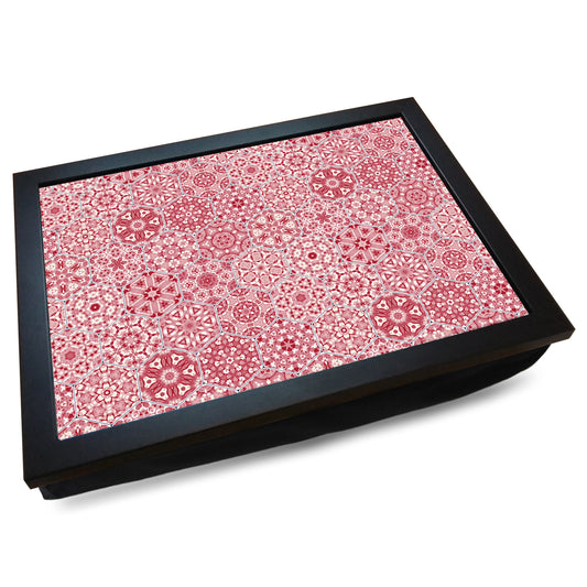 Rosy Pink Tile Pattern Cushioned Lap Tray