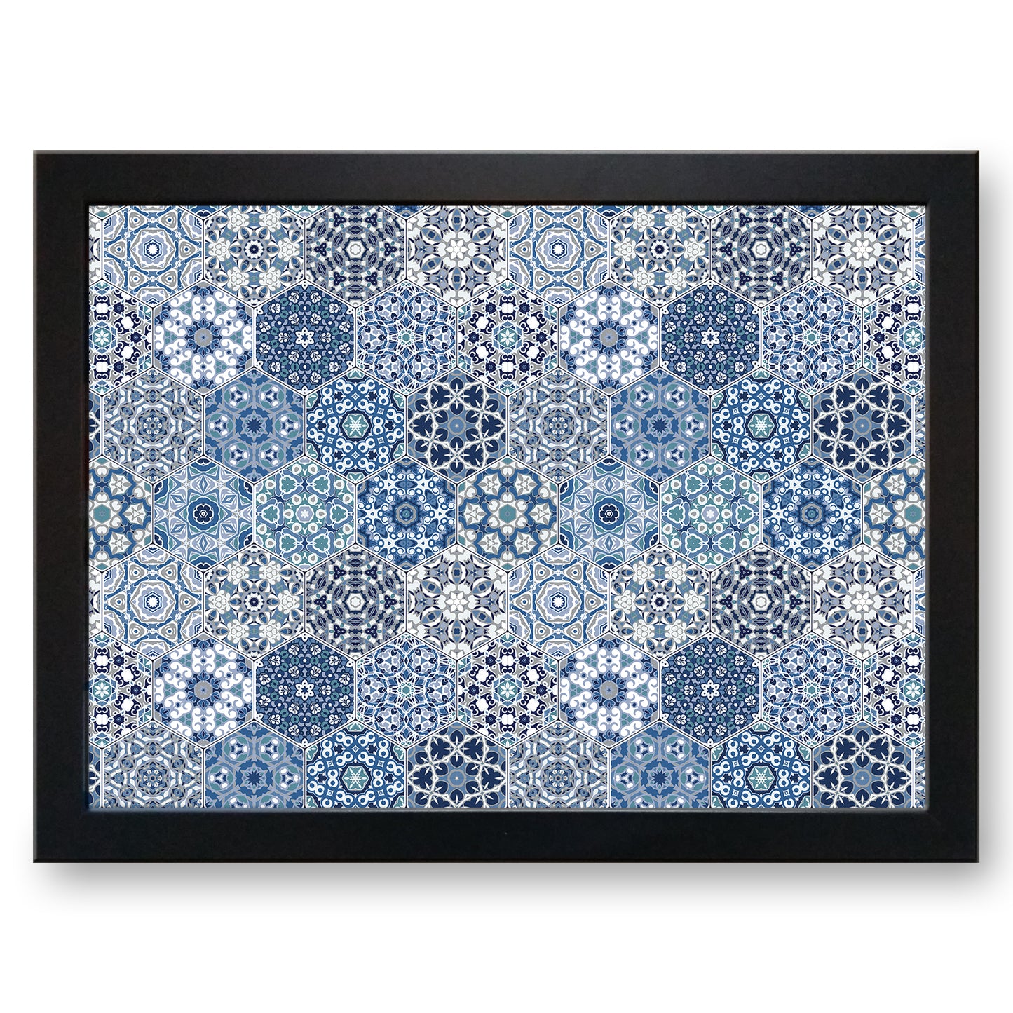 Indigo Blue Moroccan Tile Pattern Cushioned Lap Tray