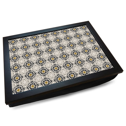 Pacific Brass & Ecru Mediterranian Tile Pattern Cushioned Lap Tray