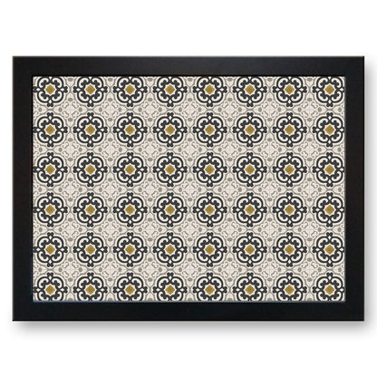 Pacific Brass & Ecru Mediterranian Tile Pattern Cushioned Lap Tray