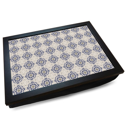 Pacific Blue & Stone Mediterranian Tile Pattern Cushioned Lap Tray