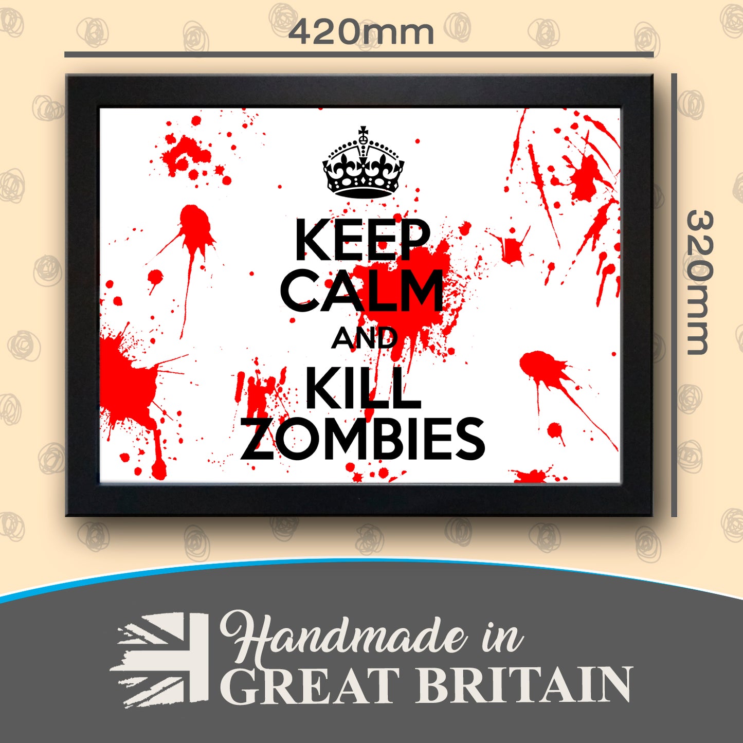 'Keep Calm and Kill Zombies' Cushioned Lap Tray