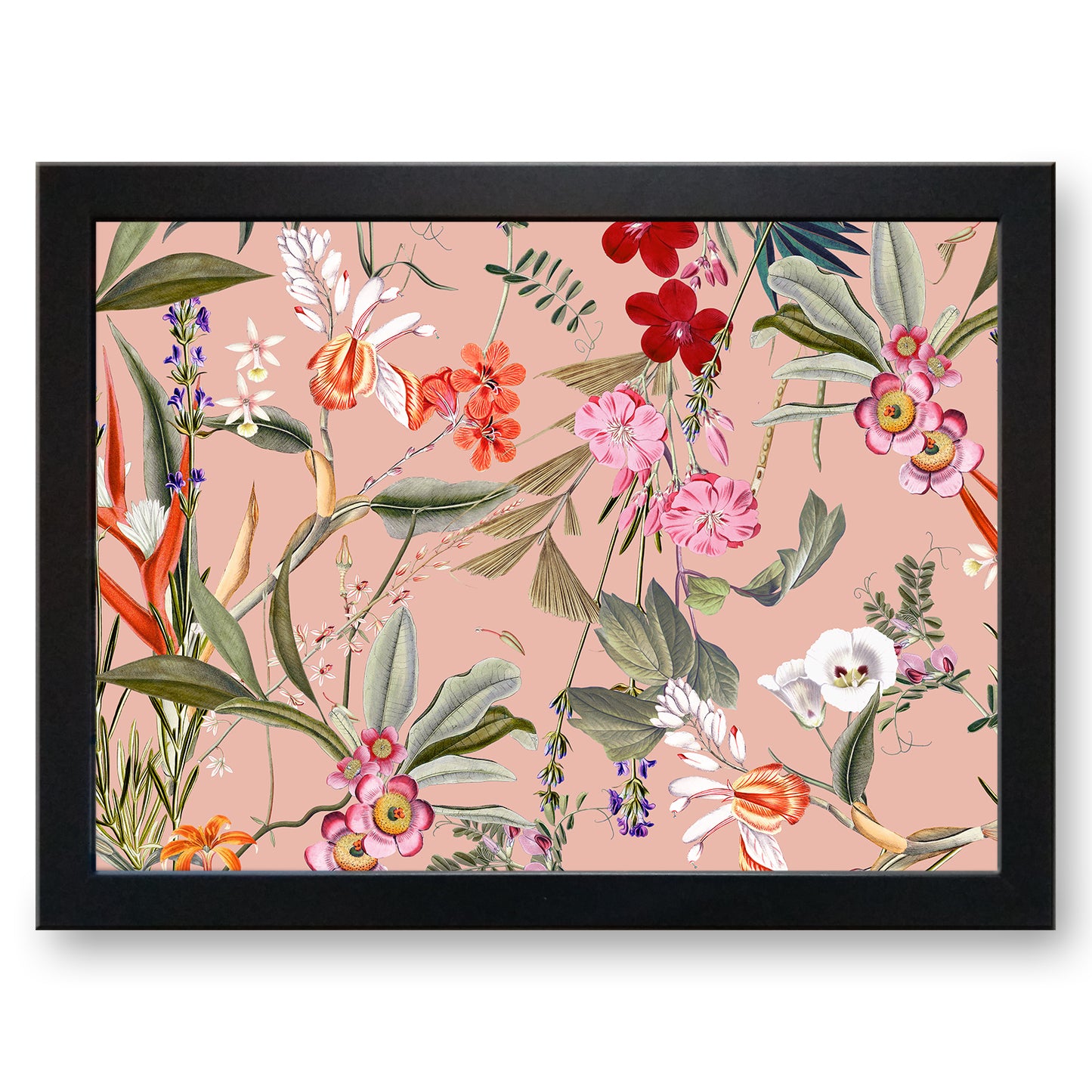 Coral Peach Floral Pattern Cushioned Lap Tray