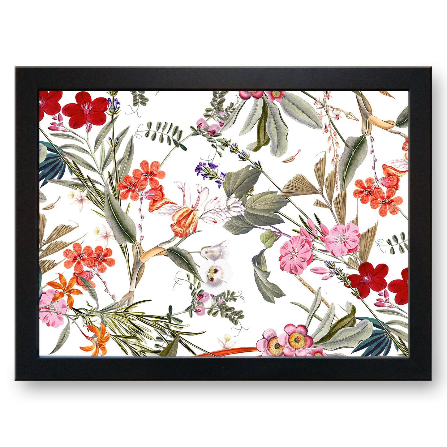 White Floral Pattern Cushioned Lap Tray